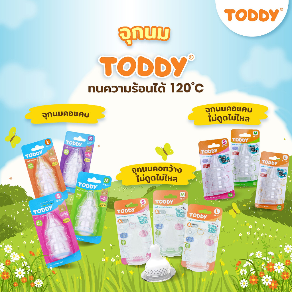 TODDY ทอดดี้ จุกนมไม่ดูดไม่ไหล จุกนมซิลิโคน จุกนมคอแคบ ไซส์ S/M/L (แพ็ก 3 ชิ้น) - รูปที่ 5