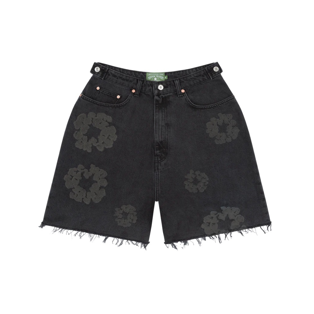 Denim Tear Black Mono Cotton Wreath Denim Shorts