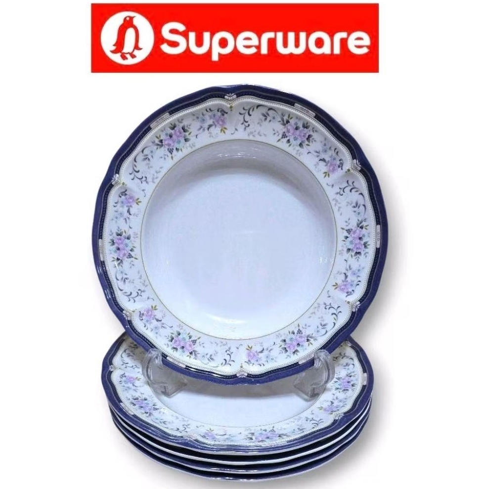 ชุดจานทรงลึก 9 นิ้ว 6 ใบ ลายลิตเติ้ลบูเก้ จานข้าว ซุปเปอร์แวร์   Superware แท้ ตรานกเพนกวิน เกรดเอ แพคกล่อง