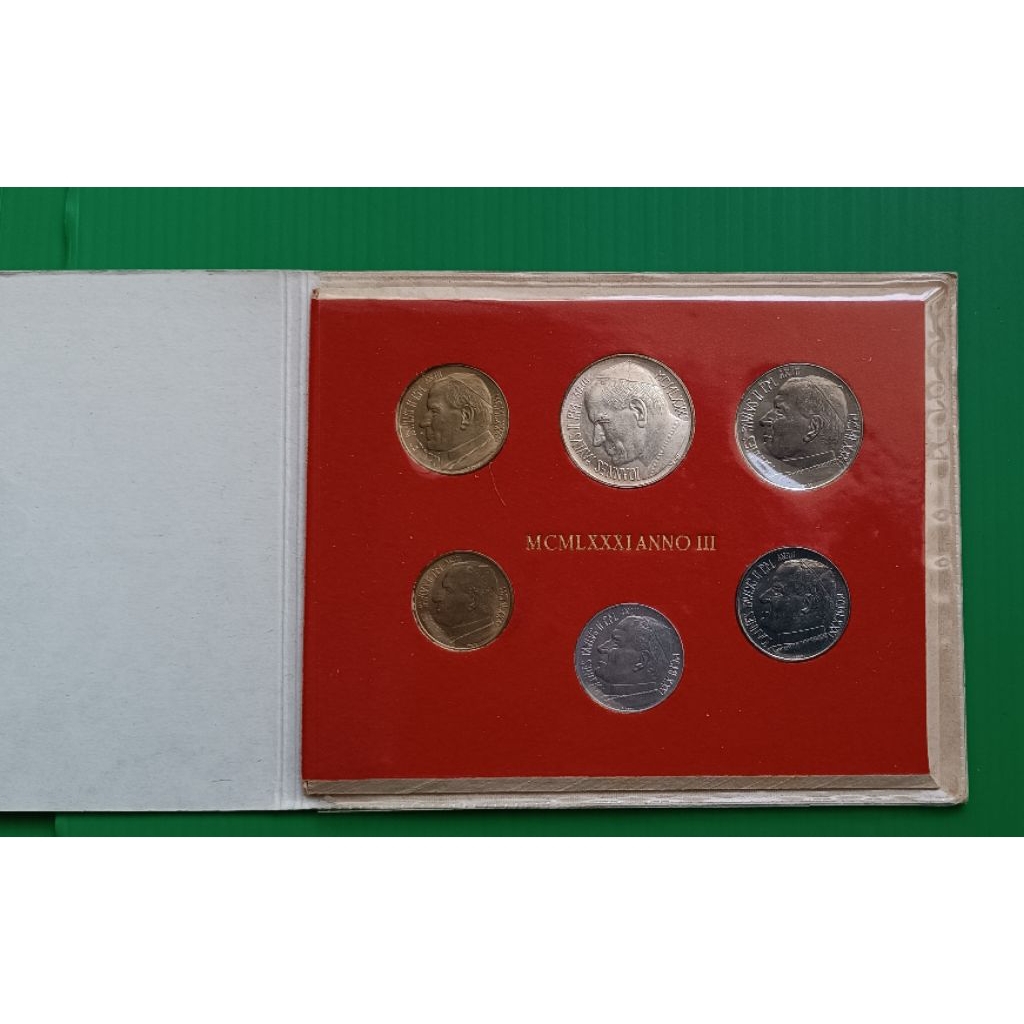 Vatican City 6 Coins Mint Set with Silver 500 Lire 1981#เนื้อเงิน .835 Silver