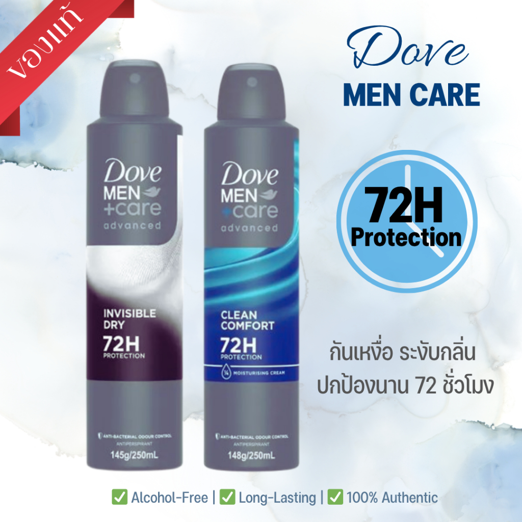 Dove Men+Care Deodorant Spray สเปรย์ระงับกลิ่นกาย 250 ml ปกป้อง 72 ชม. หอมสดชื่น ของแท้100%