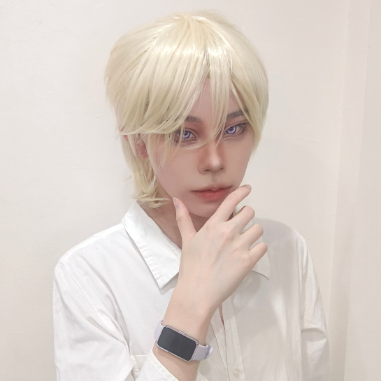 ✅มีสินค้าพร้อมส่งในไทย✅ ทดลองใส่จริงตามภาพเลยค่ะ วิกคอสเพลย์ผู้ชาย วิกผมสั้นทรงรากไทร - รูปที่ 4