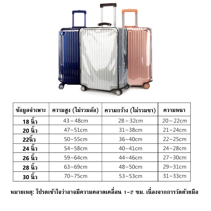 ผ้าคลุมกระเป๋าเดินทางใส PVC ผ้าคลุมกระเป๋าเดินทาง 20/22/24/26/28/30นิ้ว/ กันน้ำ PVC ไร้ขอบ กันรอย หนาพิเศษ ราคา ถูกที่สุด ดีลบีเคเค แกลเลอรีภาพที่ 2