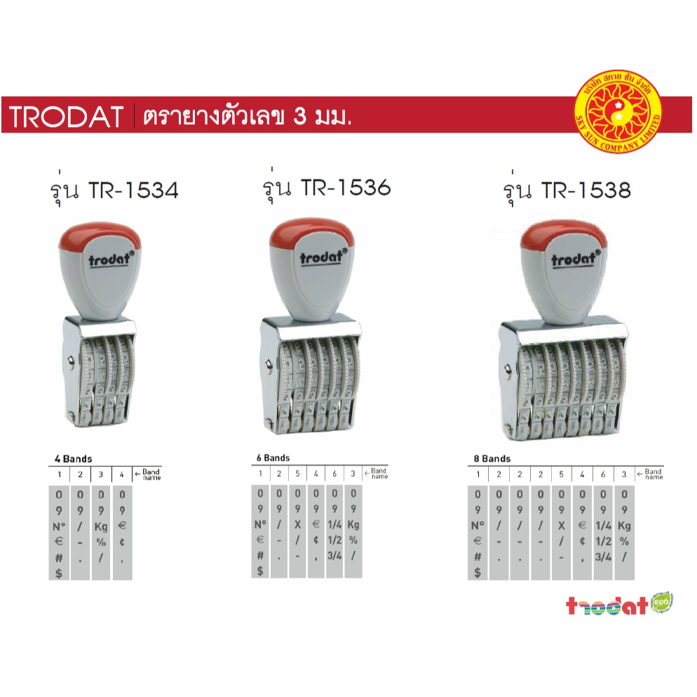 ตรายางตัวเลข 3 มม./ 4หลัก ,6 หลัก ,8หลัก Trodat