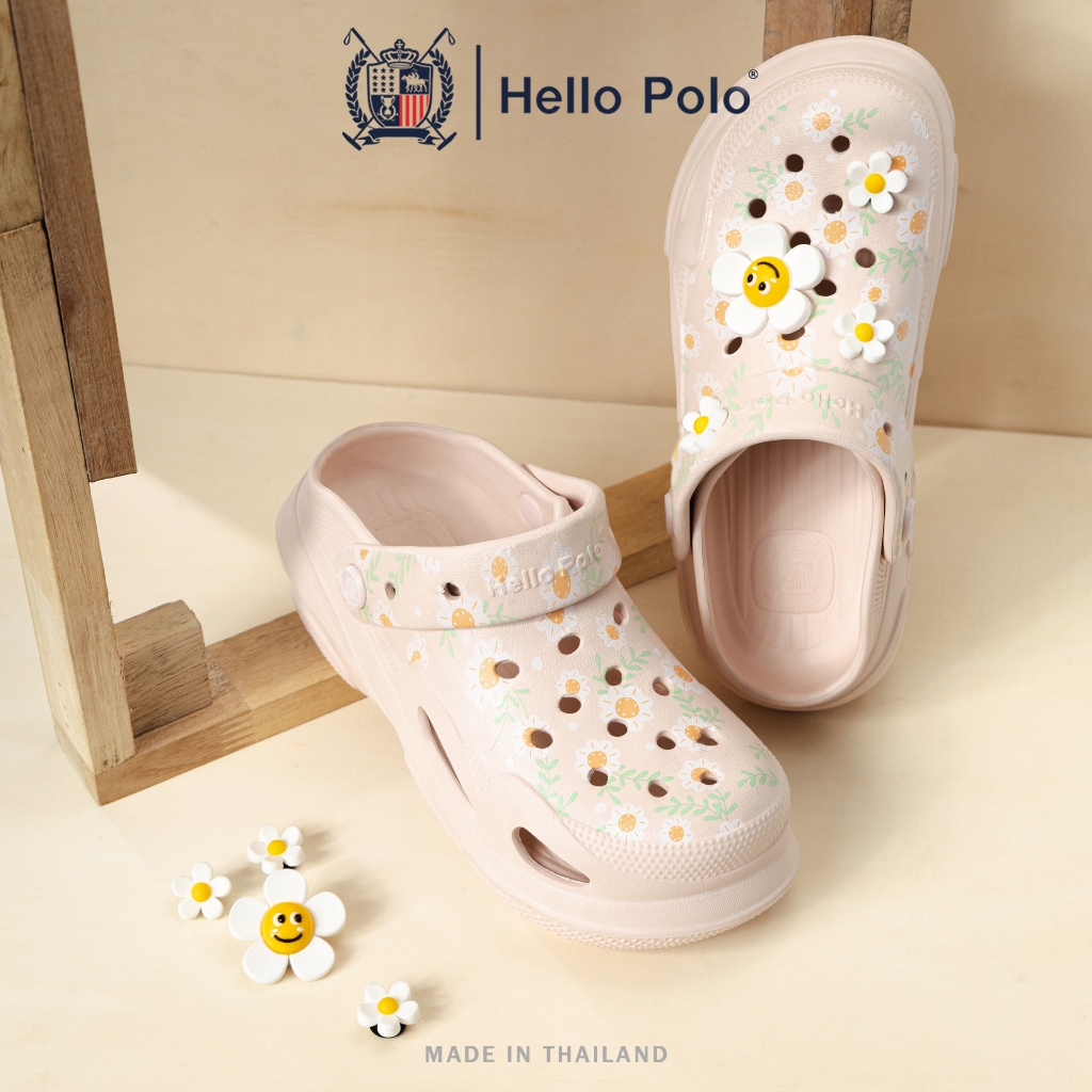 Hello Polo รุ่น HP8053B รองเท้าหัวโต รองเท้าแฟชั่น EVA ลายดอกไม้เดซี่ นุ่มเบา ใส่สบาย สไตล์มินิมอล