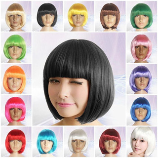 ตลกคอสเพลย์วิกผมตรงสั้น Bobo Hair เลดี้พรรคแฟชัน Props สีสันเวทีการแสดง