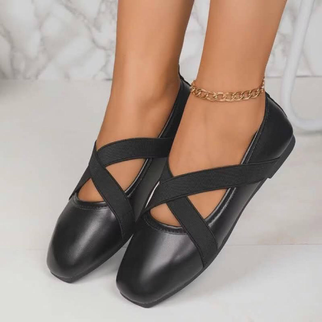 F99 รองเท้าแบนสแควร์หัวตื้ (ไม่มีกล่อง)