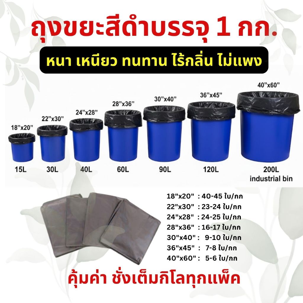ถุงขยะสีดำ บรรจุ 1 กก เกรดA หนาเหนียว ทนทาน ไร้กลิ่น สั่งเลย