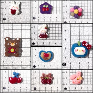 ❮10 ชิ้นครบแบบ❯เรซิ่นสีวินเทจ รูปหัวใจประดับโบว์เชอร์รี่สำหรับแมว DIYงานประดิษฐ์ ลายแอปเปิ้ล แมว และเชอร์รี่ สีสันสดใส