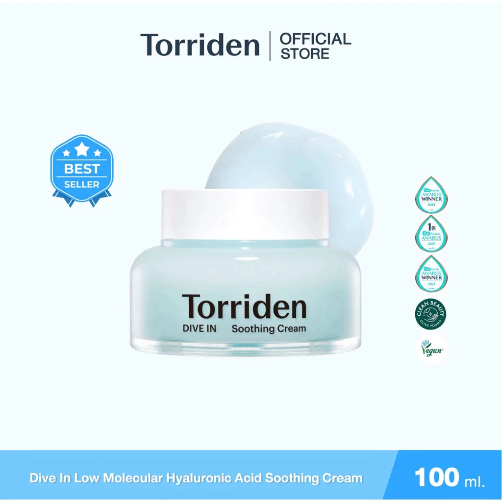Torriden Dive In Hyaluronic Acid Soothing Cream (100ml) – ครีมบำรุงผิวหน้า ไฮยาลูโรนิก เติมน้ำให้ผิว