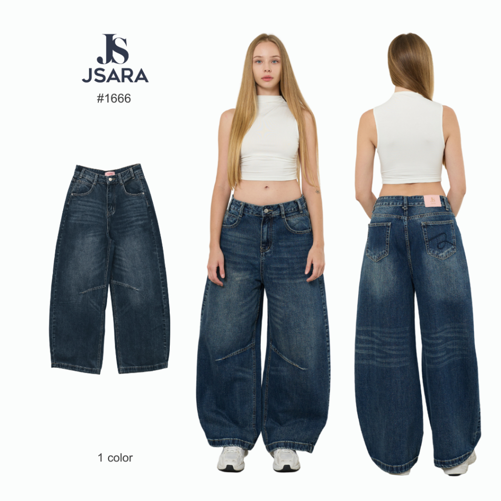 Jsara Barrel Storm Blue jeans สามารถใส่เป็น Unisex ได้ ทรงที่ถูกต้อง ชอบเอวต่ำแนะนำบวกไซส์เพิ่ม ขายา