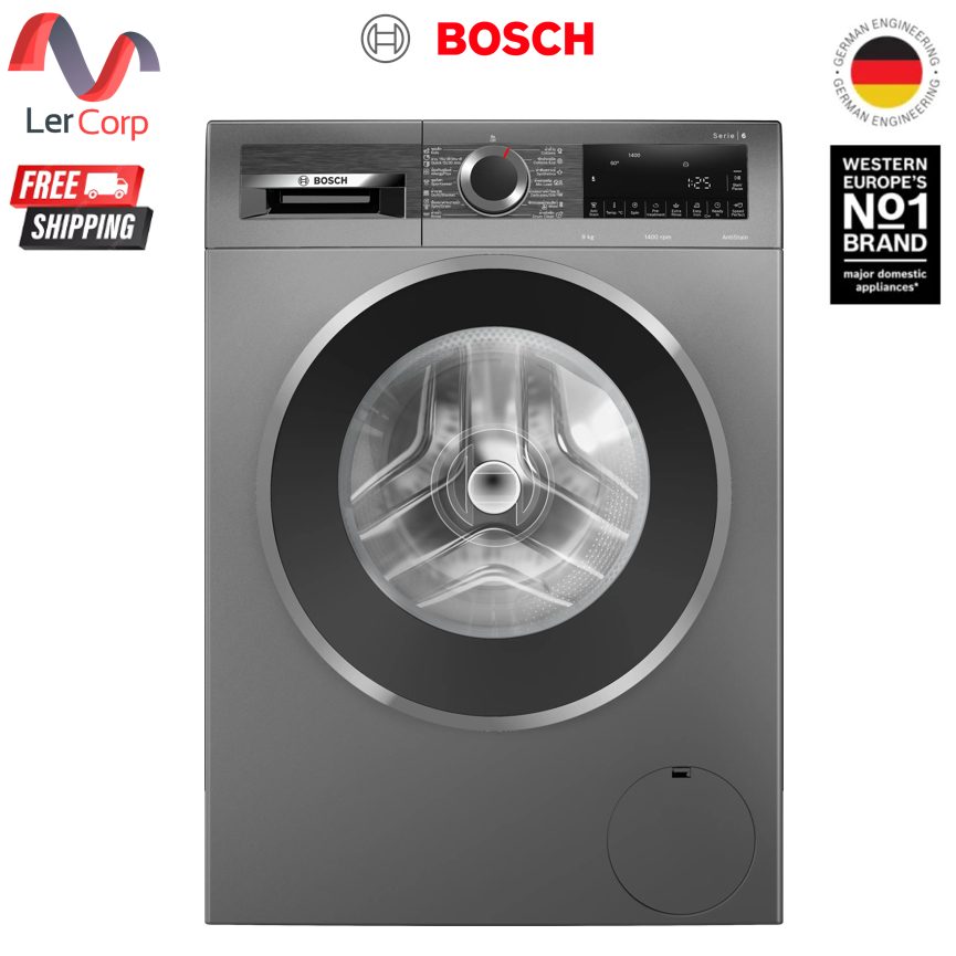 (Bosch) ซีรี่ 6 เครื่องซักผ้าฝาหน้า 9 kg 1400 รอบต่อนาที, Cast iron grey WGG444E1TH