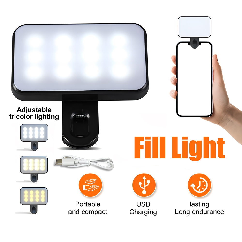 ไฟเสริมแสง RGB ขนาดเล็ก ปรับอุณหภูมิสีได้ 3 ระดับ ไฟ LED พกพาสำหรับถ่ายภาพและวิดีโอไลฟ์สด