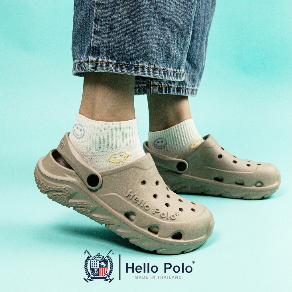 Hello Polo รองเท้าแตะผู้ชาย รองเท้าหัวโตแฟชั่น ดีไซน์เรียบง่าย กันลื่นและทนทาน เบาสบาย อ่อนนุ่ม วัสดุ EVA HP8055