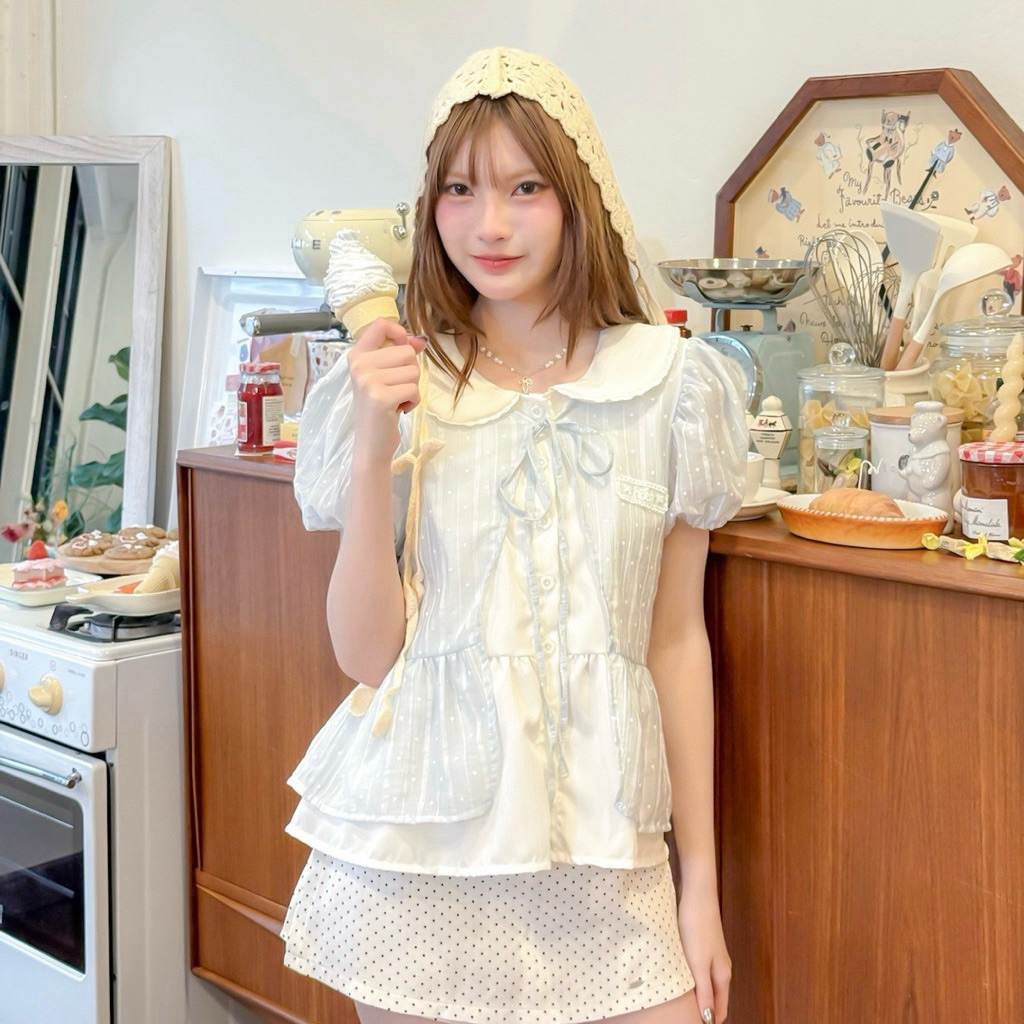 เสื้อคอบัว แขนตุ๊กตา Rika ไม่เคยใส่