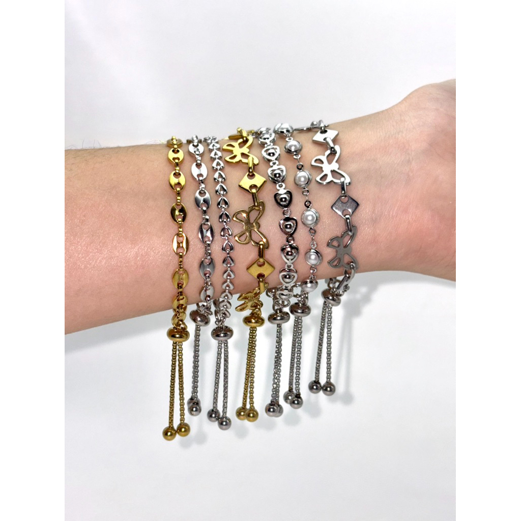 Piing me Stainless steel Bracelet | กำไลข้อมือสแตนเลสลายต่างๆ (ปรับขนาดได้)