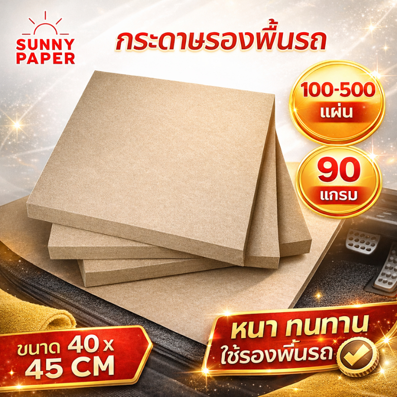กระดาษน้ำตาลรองพื้นรถยนต์ ราคาโรงงาน หนา 90แกรม 40x45 ซม. กระดาษปูพื้นรถยนต์  ออกใบกำกับภาษีได้ค่ะ กระดาษรองพื้น