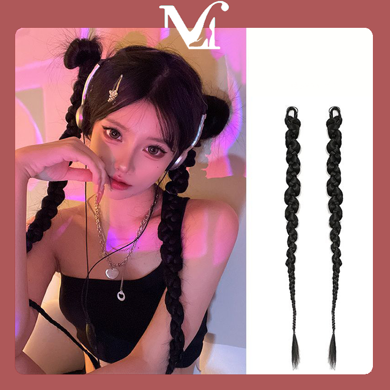 70ซม วิกผมหางม้า ต่อผมและถักเปีย ทอดแป้ง บิด วิกผมถักเปีย เครื่องประดับผม ถักเปียเกลียว วิกผมถักเปียสกปรก