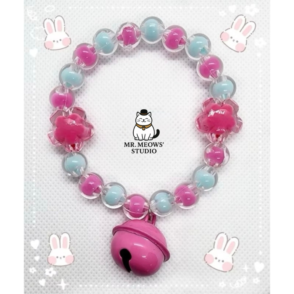 ปลอกคอแมว รุ่นrainbow ลูกปัดใหญ่10มิล สร้อยคอสัตว์เลี้ยง เอ็นยืดอย่างดี(มีหลายสี) ราคา ถูกที่สุด ดีลบีเคเค แกลเลอรีภาพที่ 8