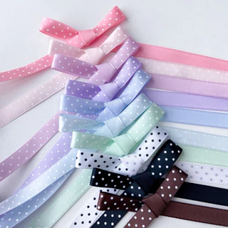 ♡ พร้อมส่ง | (5 หลา) Dot Ribbon โบว์ ริบบิ้น ลายจุด ขนาด 10 mm / 1.0 cm