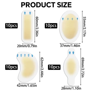 10 รายการ แพทช์ป้องกันแรงเสียดทาน แบบโปร่งใส มีกาวในตัว / แผ่นแปะส้นเท้า Hydrocolloid แผ่นซิลิโคนกันรองเท้ากัด