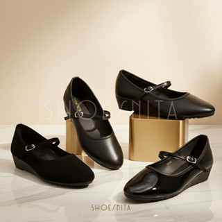 รองเท้าคัชชูหนังนิ่ม สูง 1.5 นิ้ว  ใส่สบาย SHOESNITA 384