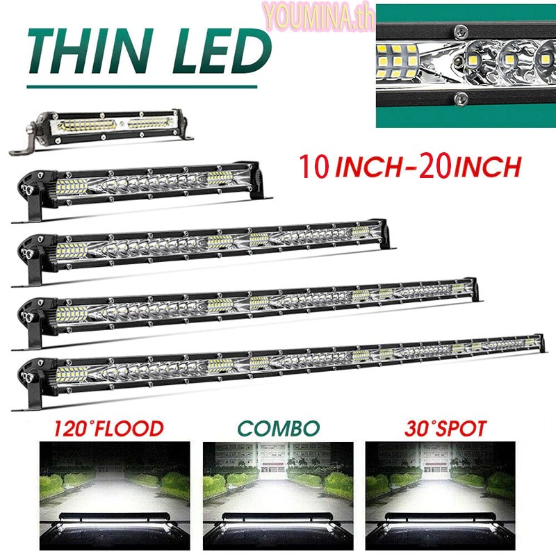 【จัดส่งในกทม.24ชม】ไฟรถยนต์บาร์ยาว 10-20นิ้ว 300W 12V/24V 12D Reflector 2 แถว IP68กันน้ำ SPOT/FLOOD Combo Beam Light Bar