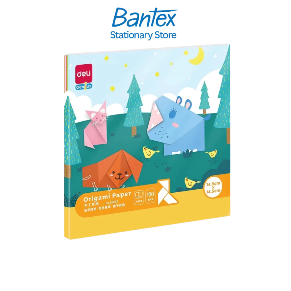 Deli กระดาษสี กระดาษโอริกามิ โอริกามิ กระดาษพับ DIY หลากสี ฝึกสมาธิ 10สี 100แผ่น Origami Paper