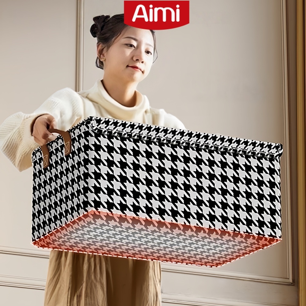 Aimi กล่องเก็บของ กล่องเหล็ก กล่องใส่ผ้า กล่องใส่ของ กล่องเก็บ แบบมีโครงเหล็ก กล่องผ้าพับได้ กล่องผ้าโครง