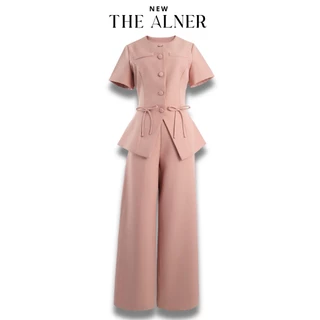 Thealner-AN752 (เซตเสื้อแขนสั้นแหวกหน้าแต่งโบว์กางเกงขายาว)