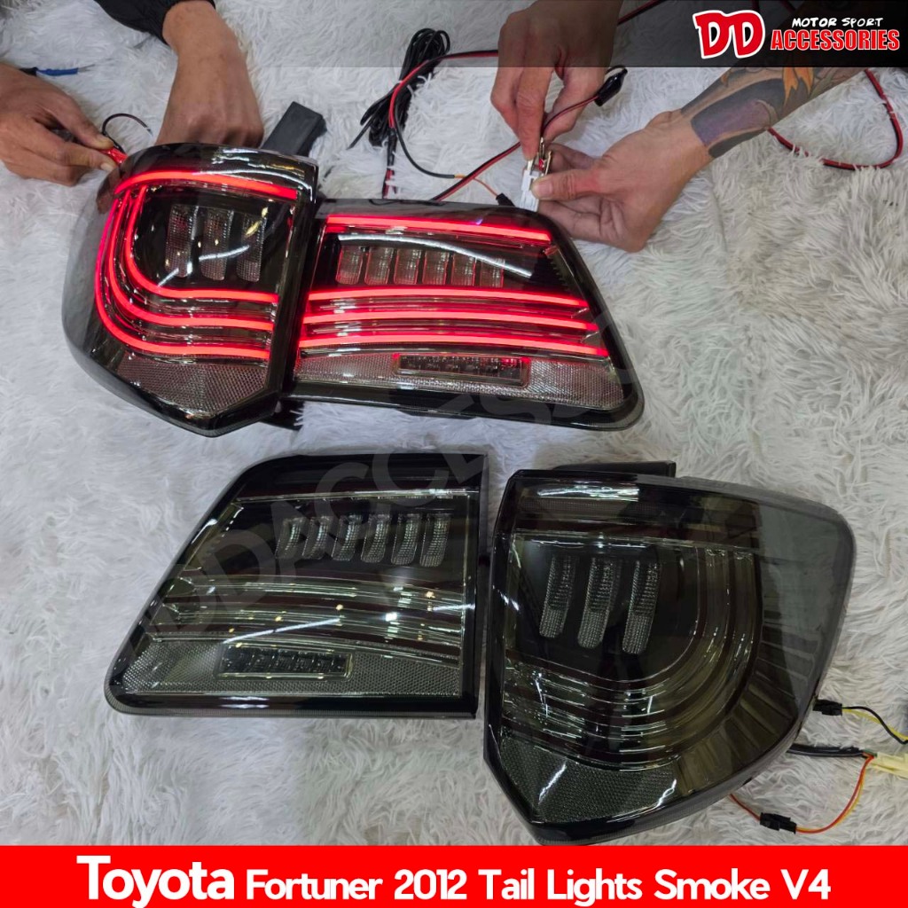 ไฟท้ายแต่ง ไฟท้าย Fortuner Champ 2012 2013 2014 ลาย V4 สี Smoke NT