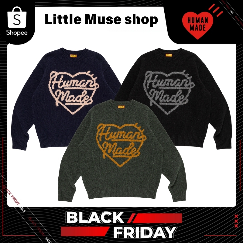 【จัดส่งทันที】HUMAN MADE HEART KNIT SWEATER HM30CS035