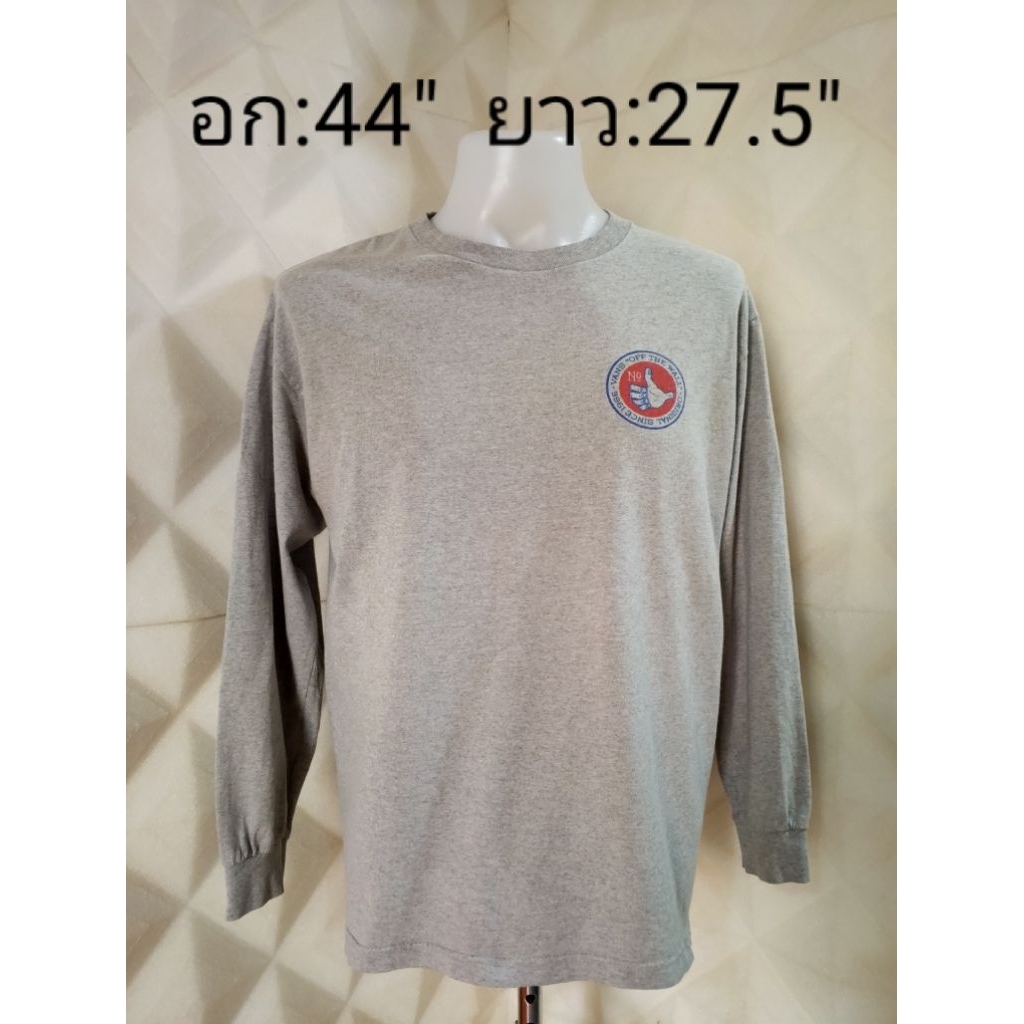 Vans เสื้อยืดแขนยาว vans มือสอง สีเทา แบรนด์