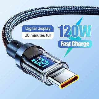 สายชาจเร็ว 120W/100W 6A สายชาร์จUSB Type C จอLED สายยาว1เมตร/2เมตร