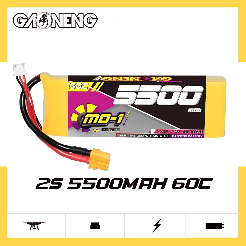 GAONENG GNB MD-1 Series 2S 7.4V 5500mAh 60C LiPo Battery XT60 ของแท้ ประกันศูนย์ไทย 100%