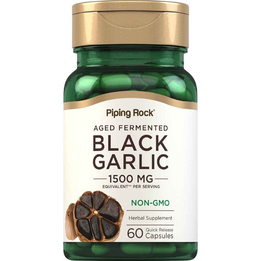 PipingRock Black Garlic Extract 1,500 mg. [per serving] (60Capsules) กระเทียมดำ