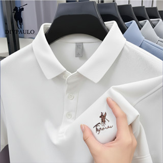 DIVPOLO-2855-Fผู้ชายผ้าฝ้ายแท้เสื้อโปโลปกปักแขนสั้นสีทึบสบาย…