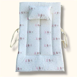 ที่นอนเด็กอนุบาล ผ้าcotton100 รุ่นหัวล็อค ที่นอนพร้อมหมอน แบบพกพาขนาด 75x120cm ซักได้ทั้งชิ้น
