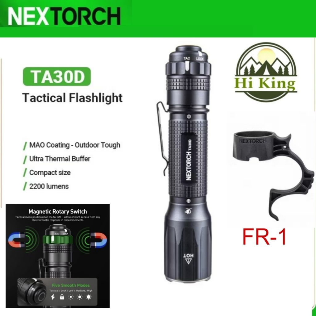 ไฟฉาย Nextorch รุ่น TA30D Tactical One-Step-Strobe พร้อมอุปกรณ์ FR-1 2200 Lumens แบบชาร์จ ของแท้