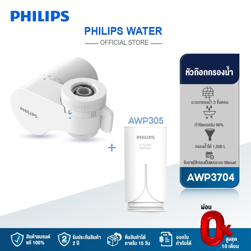 Philips Water AWP3704 AWP3705 AWP3751 AWP3752 เซตหัวก๊อกกรองน้ำ พร้อมไส้กรองแท้ กรองละเอียด น้ำสะอาด
