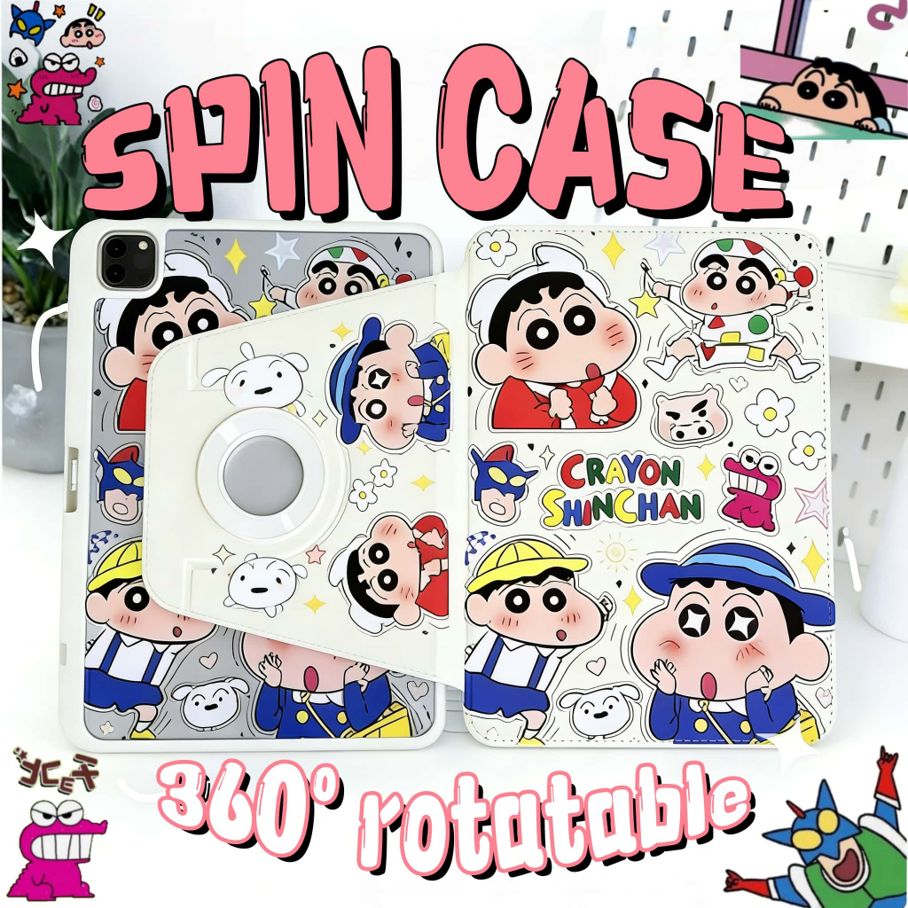 เคสป้องกันชินจังสุดน่ารัก iPad หมุนได้ 360° สำหรับPro11 Air4 Air5 Air6 2024 Air7 2025 Gen10 2026 new