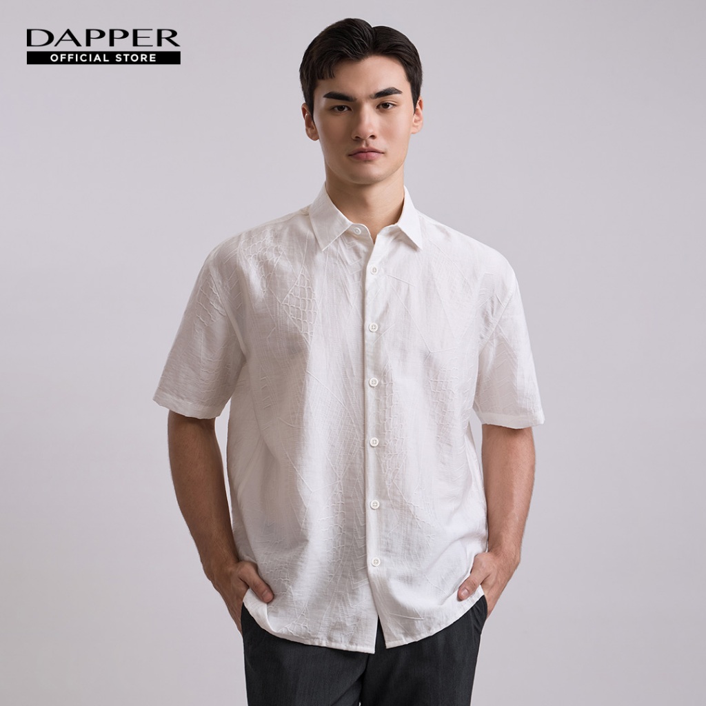 DAPPER เสื้อเชิ้ตแขนสั้น Textured Jacquard Shirt สีขาว (BCS/WH/506LJ)