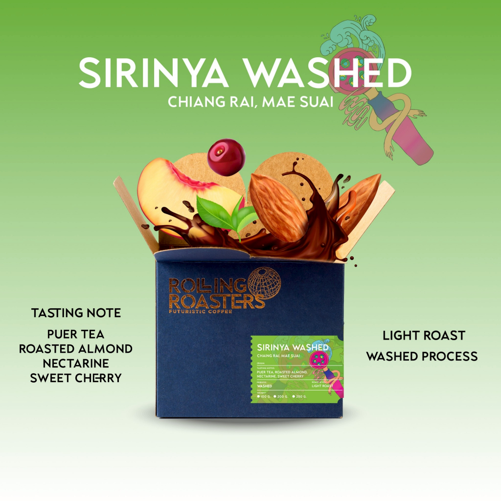 Rolling Roasters เมล็ดกาแฟคั่วอ่อน SIRINYA WASHED - ขนาด 100g , 200g