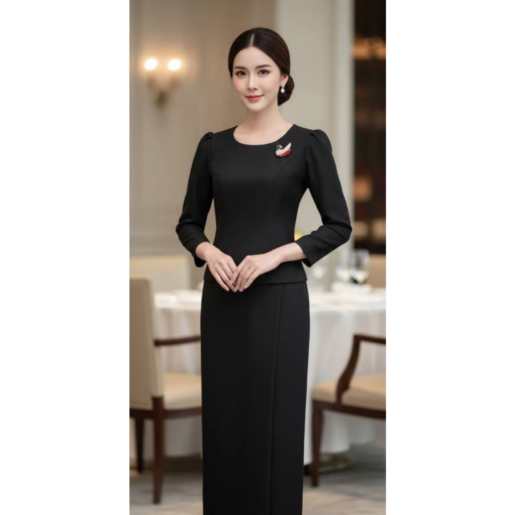 ชุดเซทเสื้อผ้าฝ้ายลินินคอกลมซิปหลัง เสื้อ+ผ้าถุง (S3)