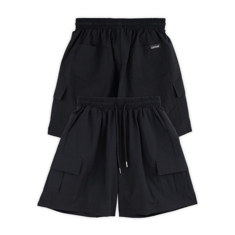 URTHE - กางเกงขาสั้น เอวยืด ปักโลโก้ รุ่น SUPER SHORTS