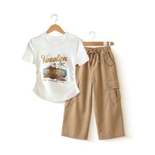 เด็กหญิง T ชุดเสื้อ ชุดเสื้อผ้าเด็กผู้หญิงฤดูร้อนนุ่มระบายอา…