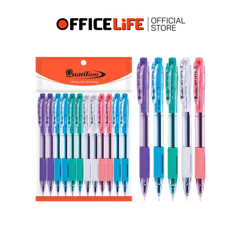 Quantum (ควอนตัม) ปากกาลูกลื่น รุ่น 007 Hitz ขนาด 0.7 มม. หมึกน้ำเงิน ( แพ็ค 12 ด้าม )