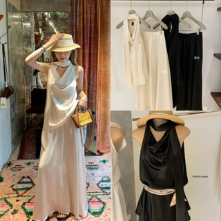 8829# Set 2 pcs เสื้อแขนกุดคอถ่วง + กระโปรงเอวยางยืด เนื้อผ้…