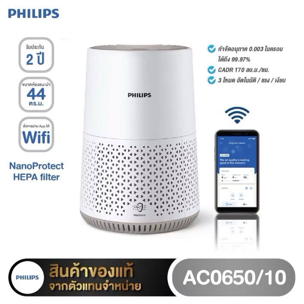 📌ส่งด่วนได้รับภายในวัน📌PHILIPS เครื่องฟอกอากาศ รุ่น AC0650  AC0650/10 เชื่อมต่อWiFi ได้