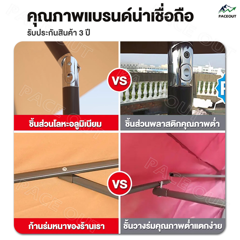 ร่มกันแดดสนามใหญ่ 2.7M ร่มร้านค้ากันแสงUVขนาดใหญ่ ในสวน ตลาดนัด ขายของ กลางแจ้ง สระว่ายน้ำ แม่ค้า ร้านกาแฟ รูปที่ 4